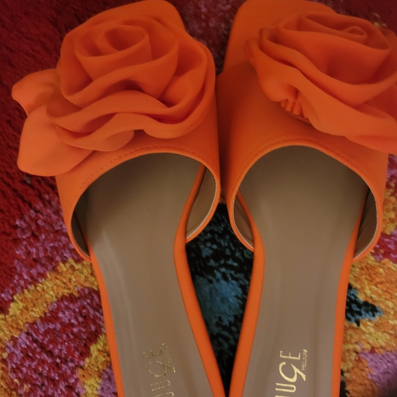 Two Pairs of Women's Orange and White Floral Slide Sandals By Nude - Picture 2 of 5